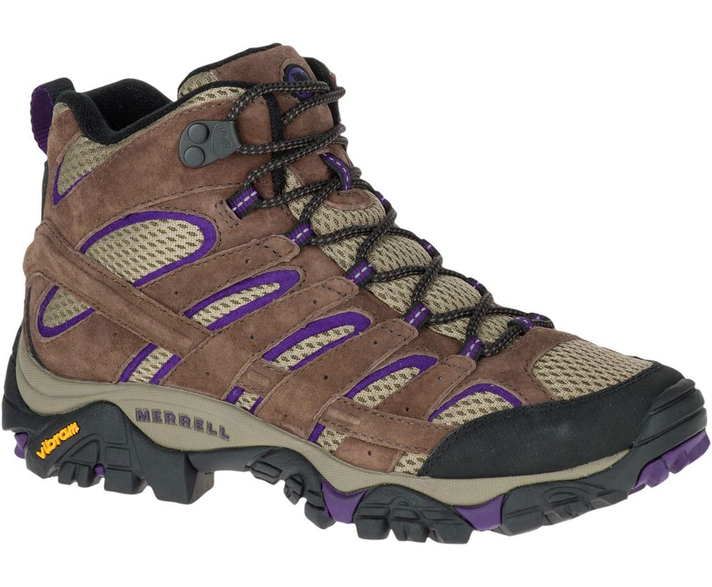 Kozaki Merrell Damskie Brązowe - Moab 2 Mid Ventilator Wide Width - 597361-XQI